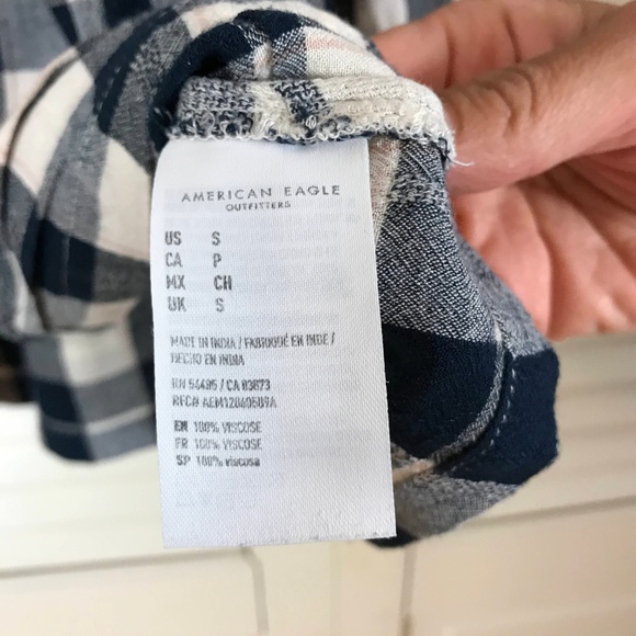 American Eagle Plaid Peplum Top - Picture 5 of 5